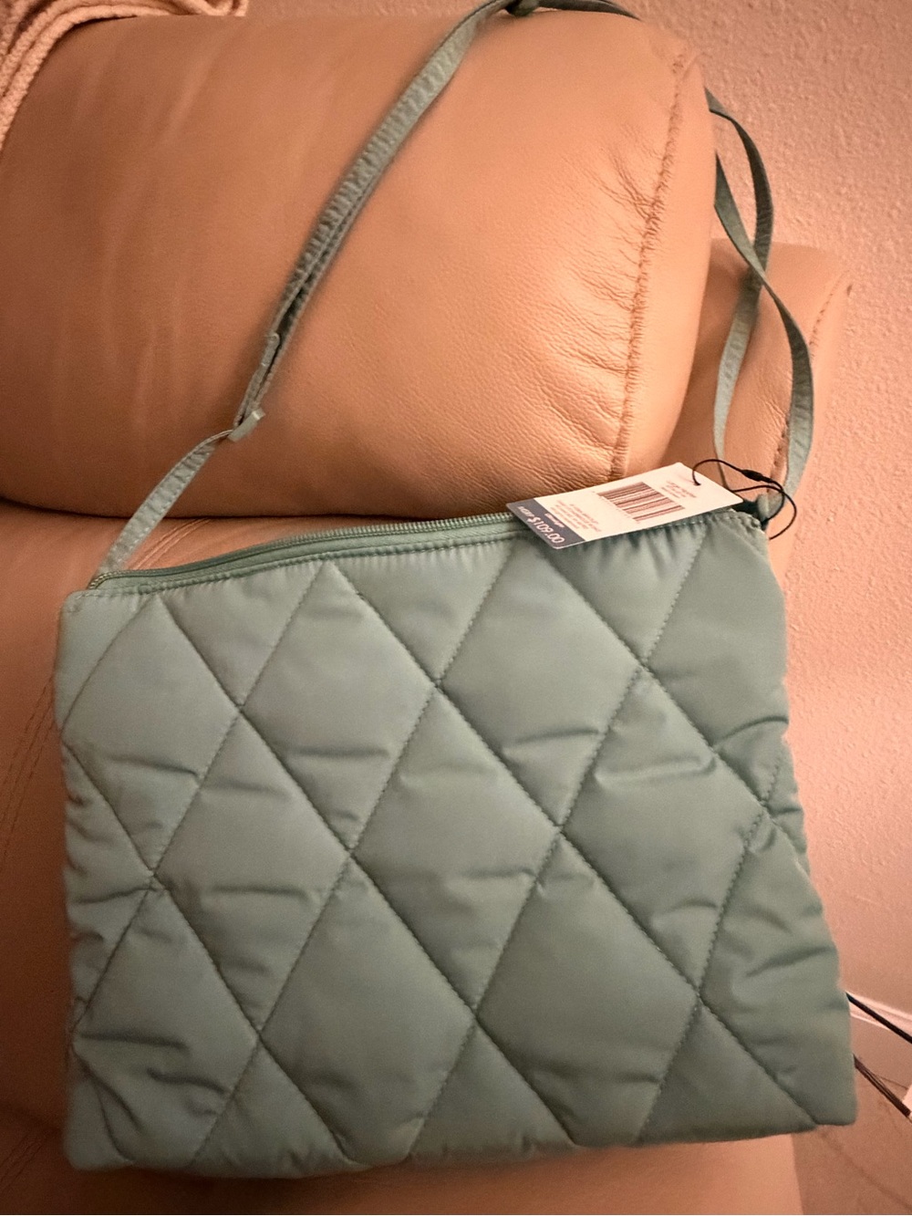 Quilted Crossbody Bag in Light Green